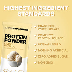 Protein Powder: Simply Vanilla (10 Single Serving Stick Packs)