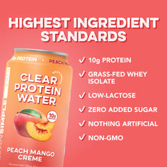 Clear Protein Water: Peach Mango Créme (12 Oz. | 12 Pack)