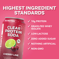 Clear Protein Soda: Cherry Lime (12 Oz. | 12 Pack)